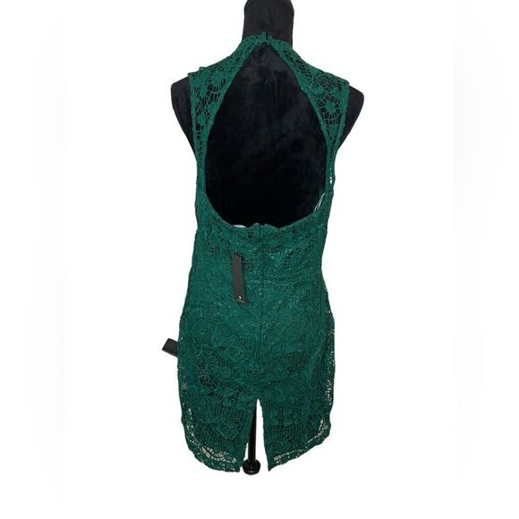 NWT LULUS LIVING LOVELY EMERALD GREEN CROCHET LACE BACKLESS MINI DRESS SIZE XL - Picture 5 of 11